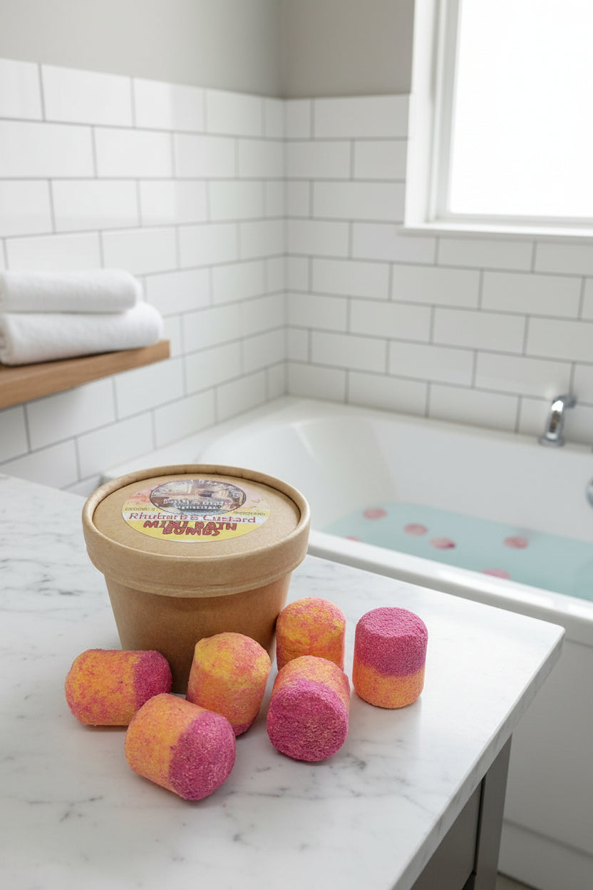 RHUBARB & CUSTARD MINI BATH BOMBS