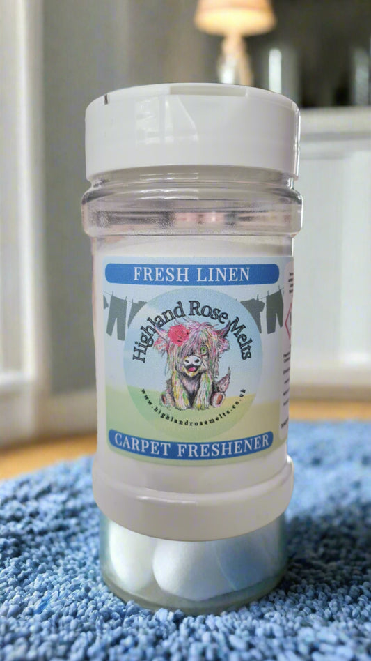 Transform any room into a serene garden with our Fresh Linen Carpet Freshener. Scented with chamomile, lilies, and other florals, this wax melt releases hints of gardenia and vanilla, leaving a subtle, sweet touch. Sprinkle on carpets and experience the comforting scent of freshly laundered linens.&nbsp;&nbsp;