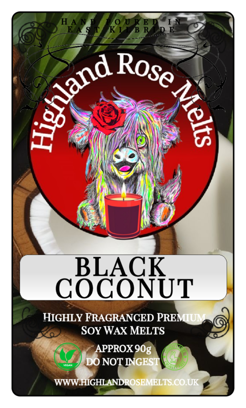 BLACK COCONUT WAX MELT clam shell