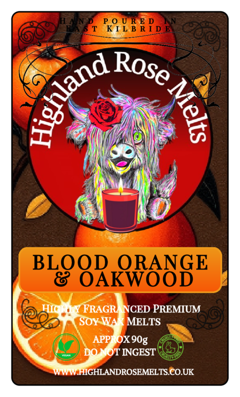BLOOD ORANGE AND OAKWOOD WAX MELT clam shell