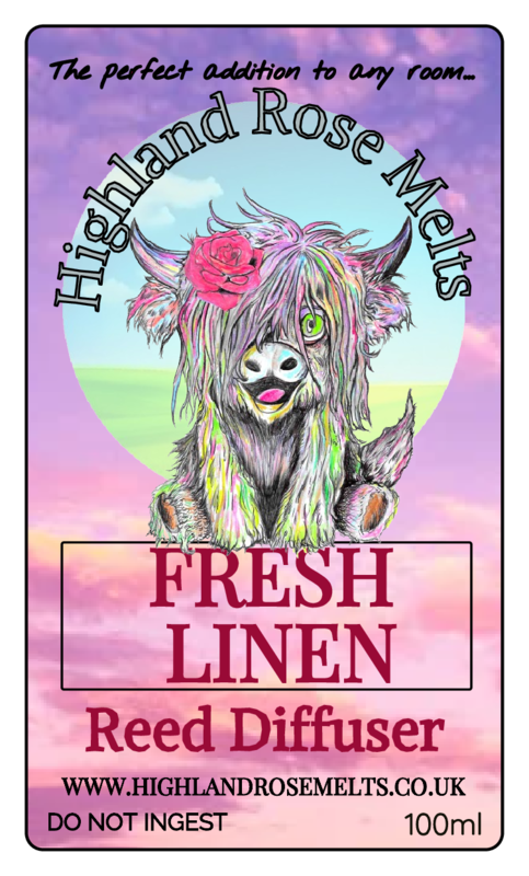 FRESH LINEN REED DIFFUSER - HIGHLAND ROSE MELTS
