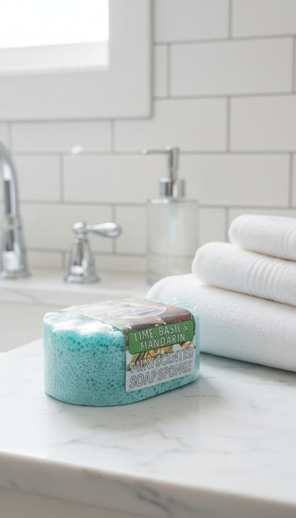 LIME BASIL AND MANDARIN MINI SCENTED SOAP SPONGE