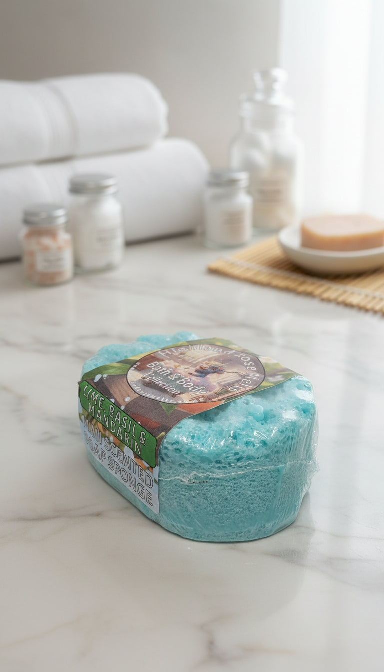 LIME BASIL AND MANDARIN MINI SCENTED SOAP SPONGE
