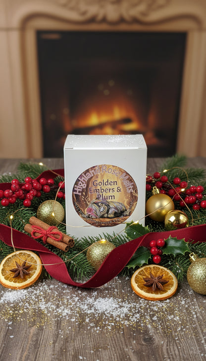 GOLDEN EMBERS AND PLUM CANDLE