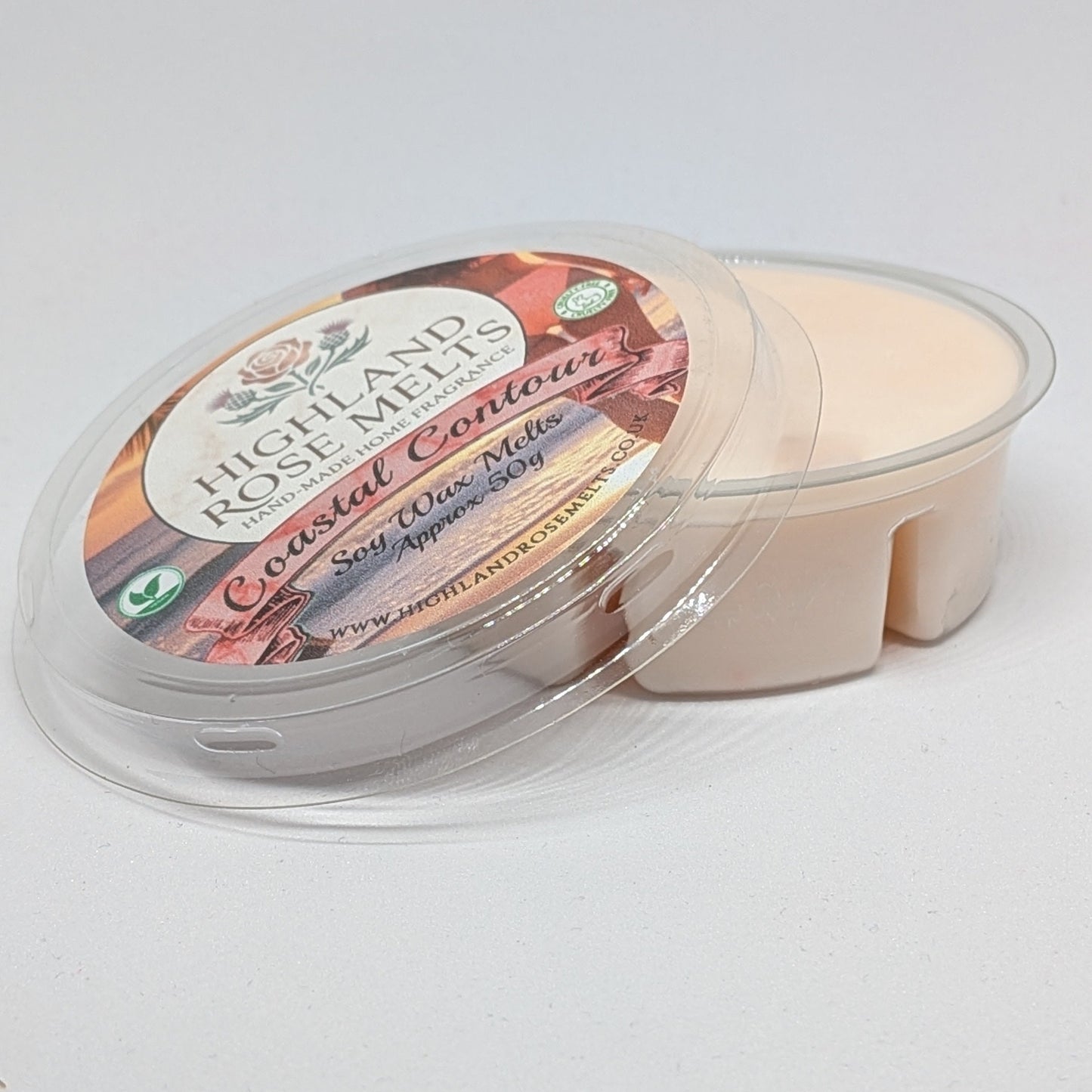 Highland Rose MeltCoastal Contour wax melt packaging on a white background