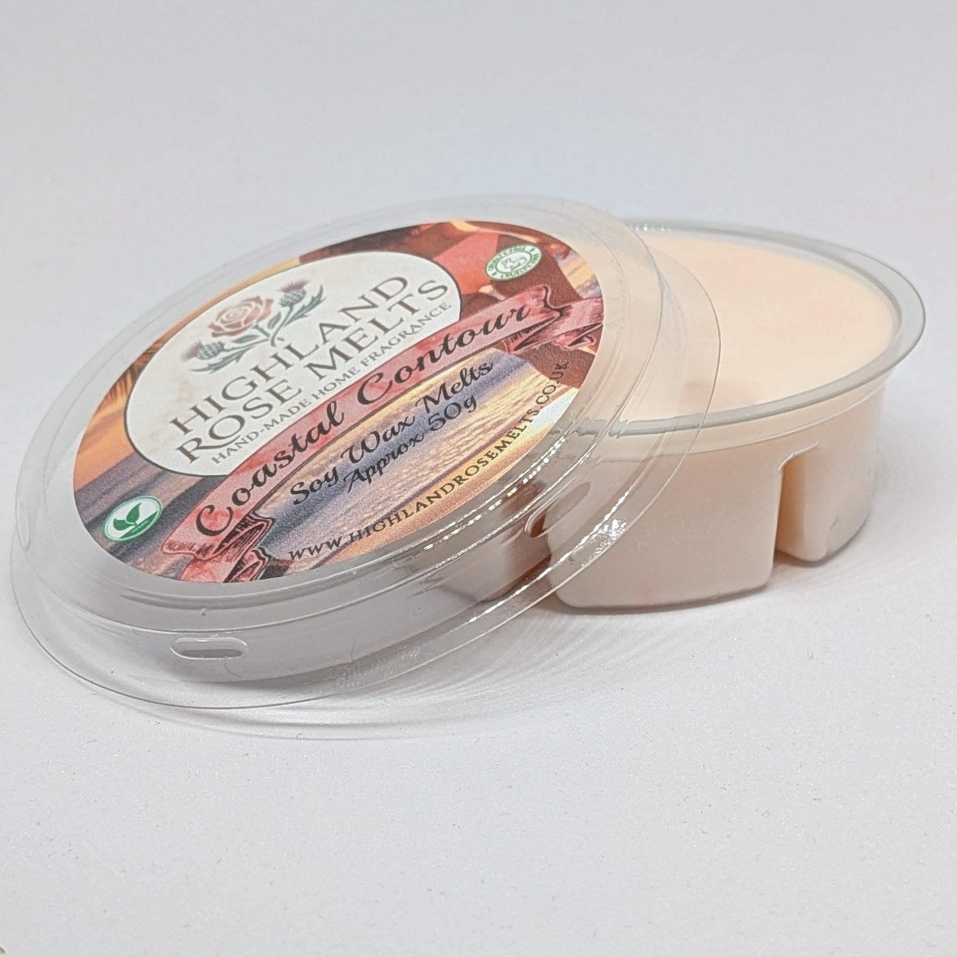 Highland Rose MeltCoastal Contour wax melt packaging on a white background